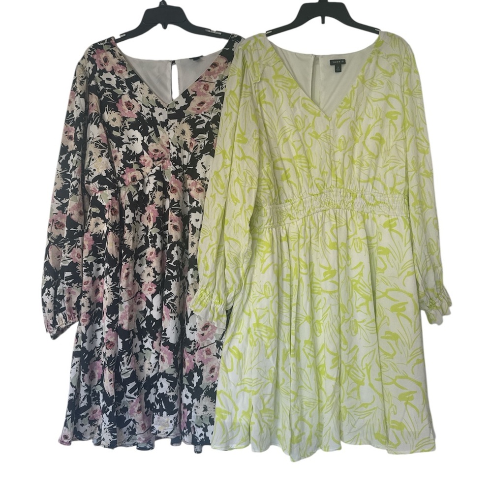 Torrid Lot of 2 Set Long Sleeve Floral Dresses A-Line Fit and Flare - Size 2X